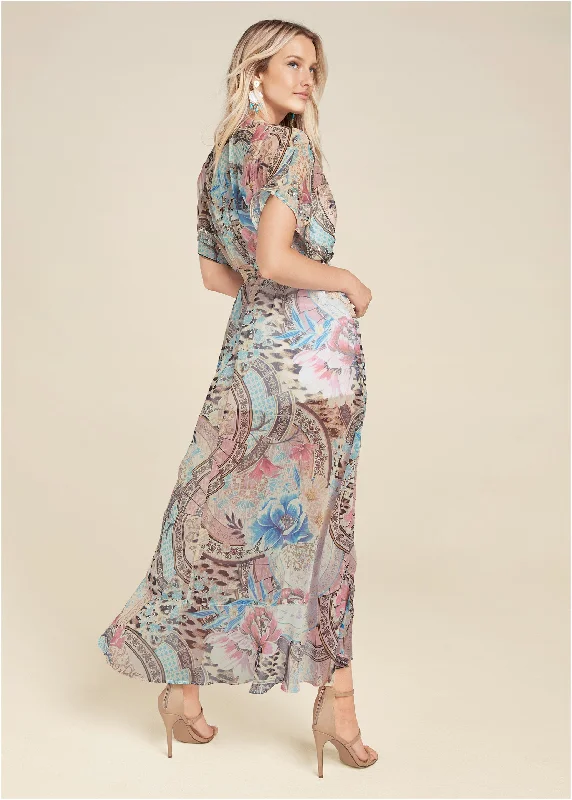 Floral paisley maxi top - Blush Multi