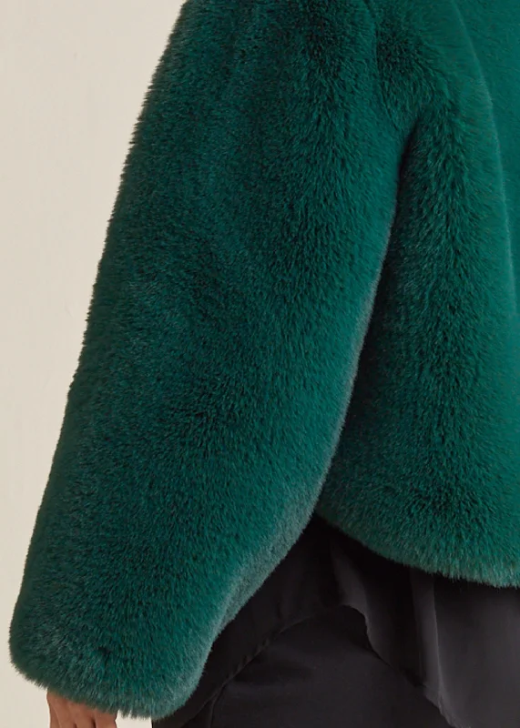 Cropped faux fur coat - Green