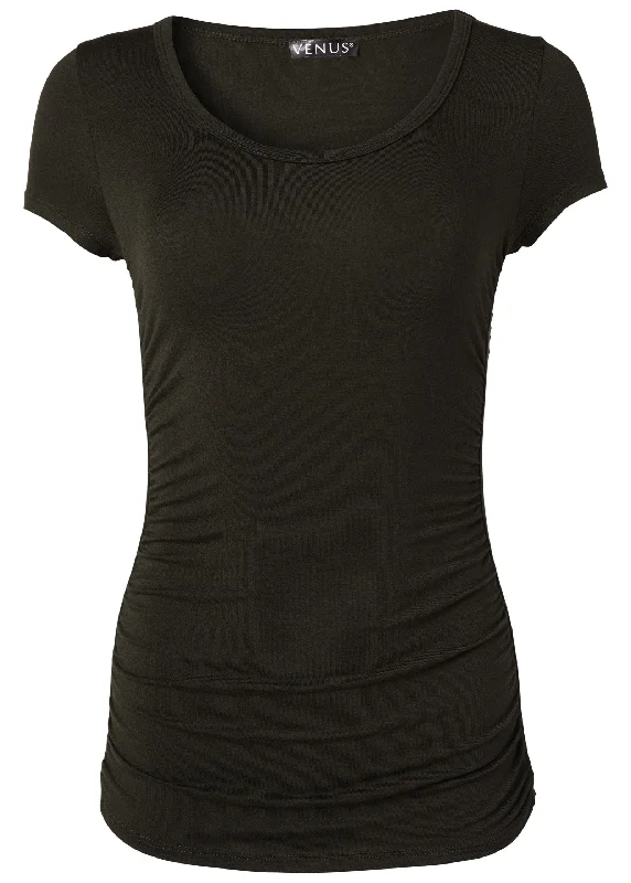 Ruched detail top - Black