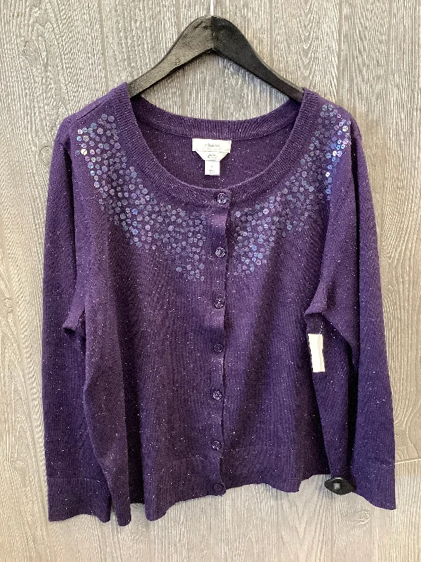 Cardigan By Cj Banks In Purple, Size: 1x