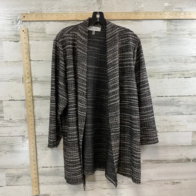 Cardigan By Kasper In Black & Grey, Size: 2x