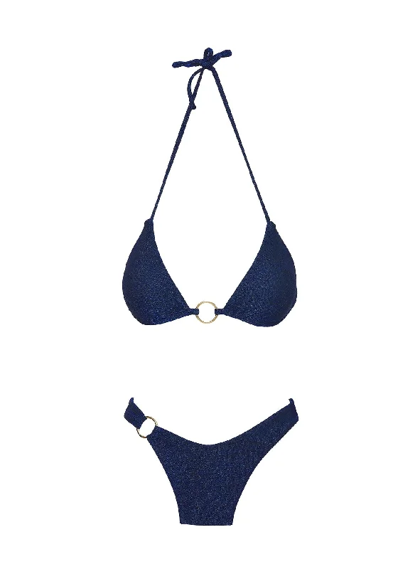 Layla High Cut Cheeky Bikini Bottoms Navy