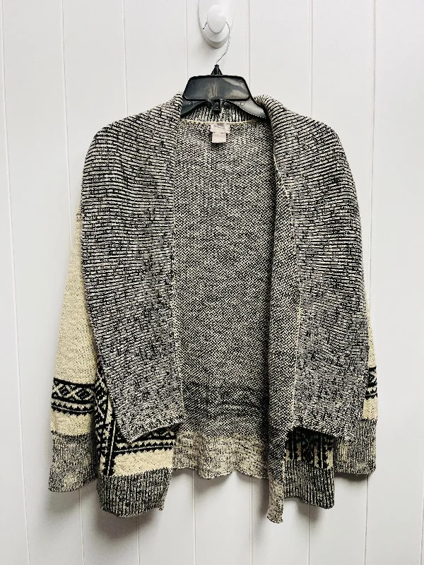 Sweater Cardigan By Chicos In Black & Cream, Size: M