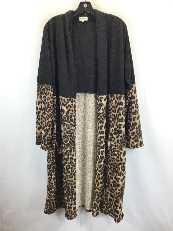 Sweater Cardigan By Clothes Mentor In Leopard Print, Size: 3x