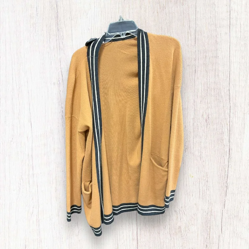 Sweater Cardigan By Hem & Thread In Gold, Size: L