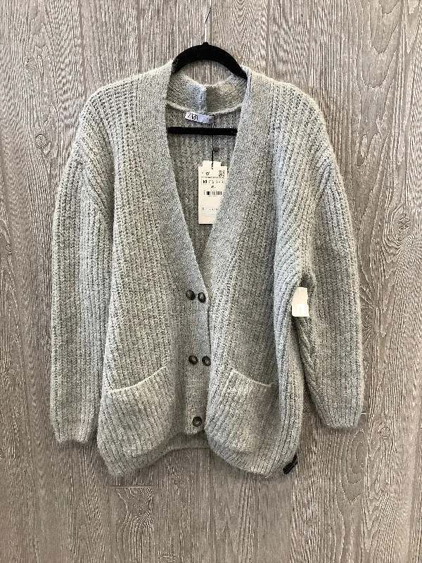 Sweater Cardigan By Zara In Grey, Size: M