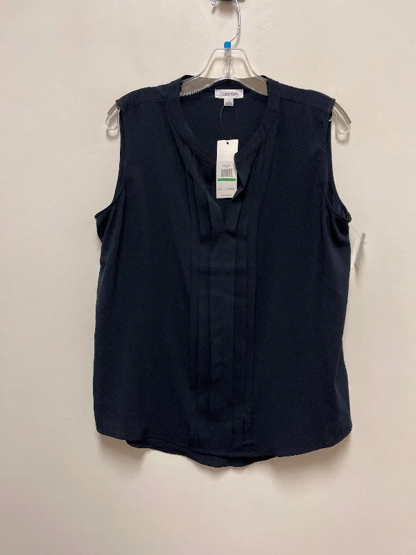 Top Sleeveless By Calvin Klein In Navy, Size: L