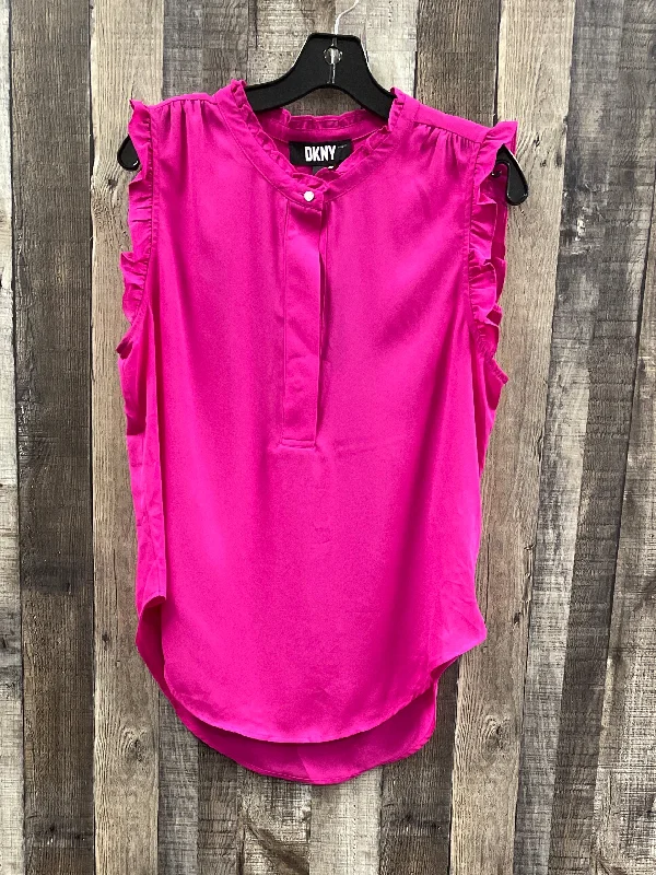 Top Sleeveless By Dkny In Pink, Size: L