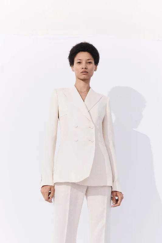 Brett Blazer in Ivory Textured Linen