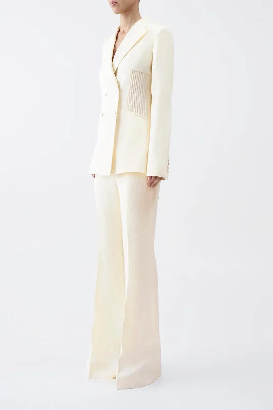 Brett Blazer in Ivory Textured Linen