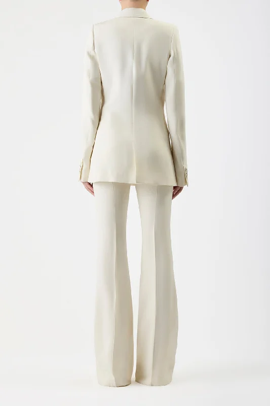 Damus Blazer in Ivory Silk Wool Cady