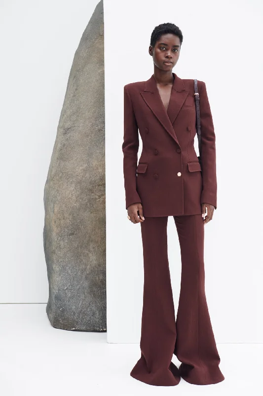 Desmond Pant in Deep Bordeaux Virgin Wool Crepe