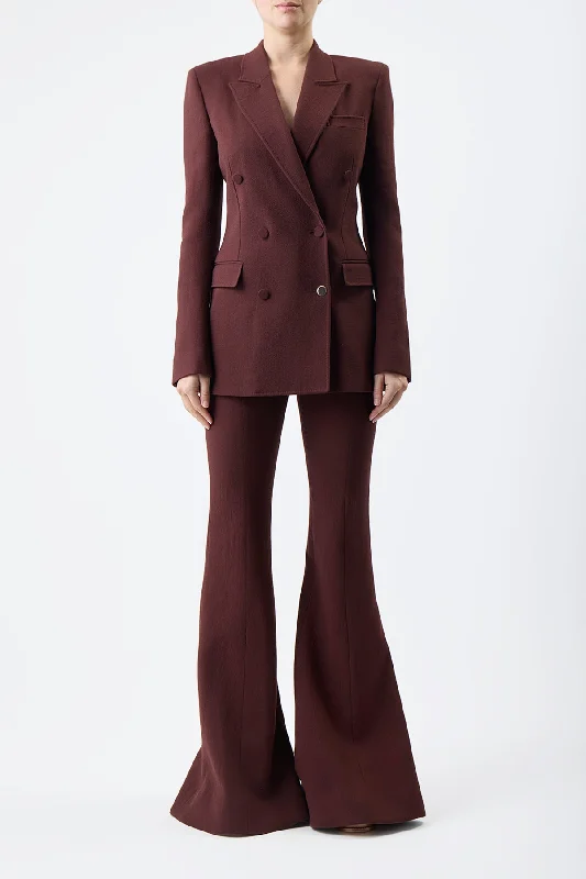 Desmond Pant in Deep Bordeaux Virgin Wool Crepe