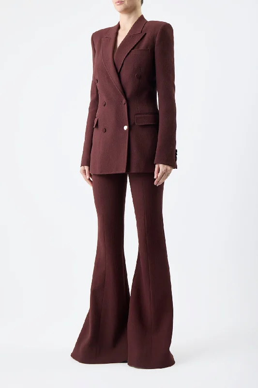 Desmond Pant in Deep Bordeaux Virgin Wool Crepe