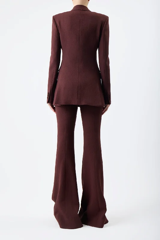 Desmond Pant in Deep Bordeaux Virgin Wool Crepe