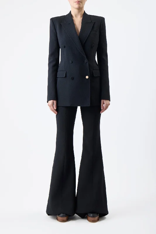 Gavin Blazer in Black Virgin Wool Crepe