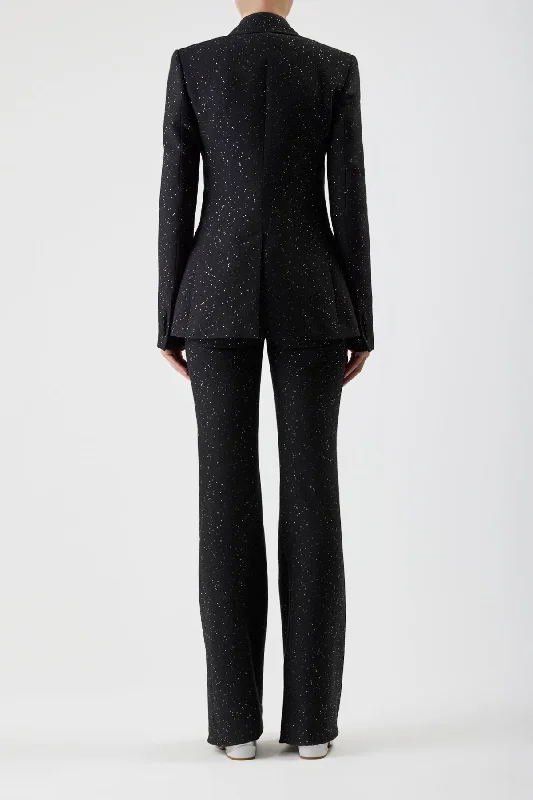 Leiva Sequin Blazer in Black Virgin Wool