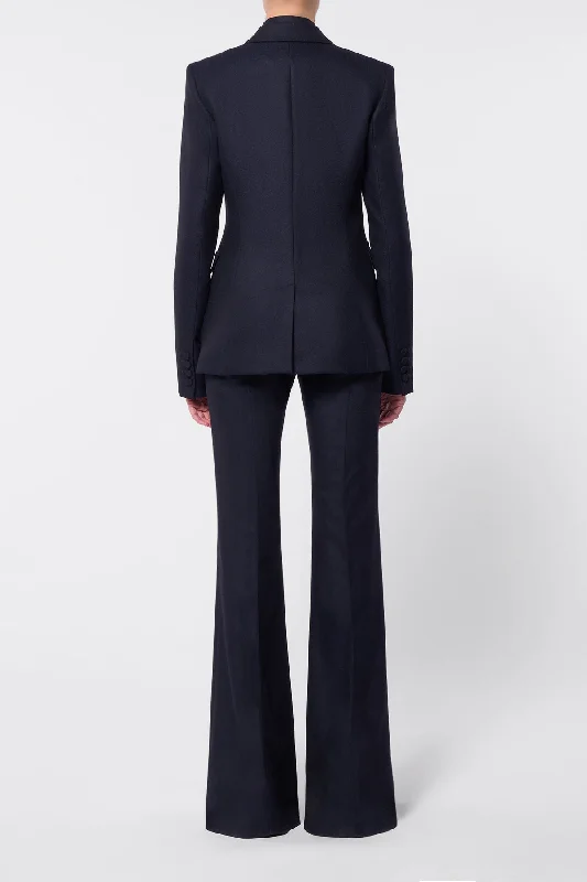 Louisa Blazer in Dark Navy Virgin Wool Cashmere Flannel