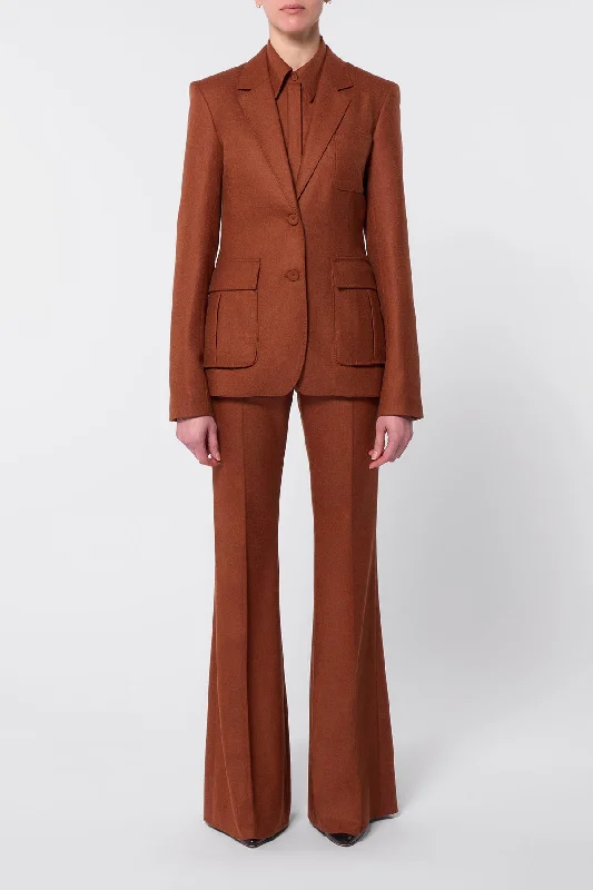 Louisa Blazer in Rust Melange Virgin Wool Cashmere Flannel