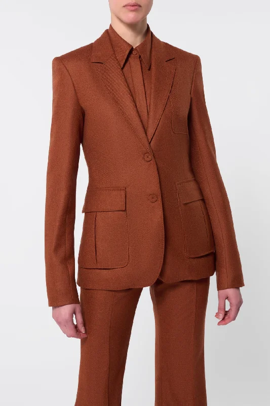 Louisa Blazer in Rust Melange Virgin Wool Cashmere Flannel