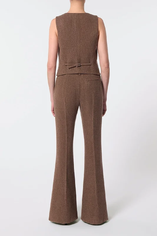 Rhein Pant in Chocolate Multi Cashmere Virgin Wool Herringbone