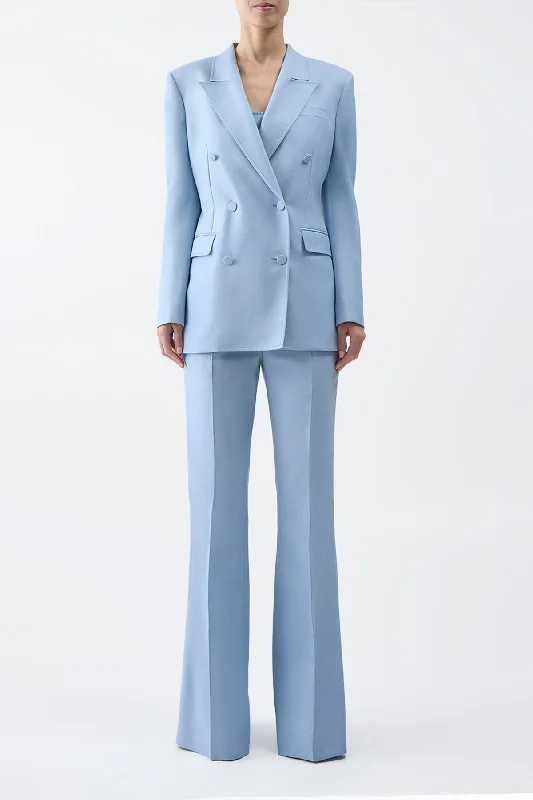 Rhein Pant in Stone Blue Silk Virgin Wool