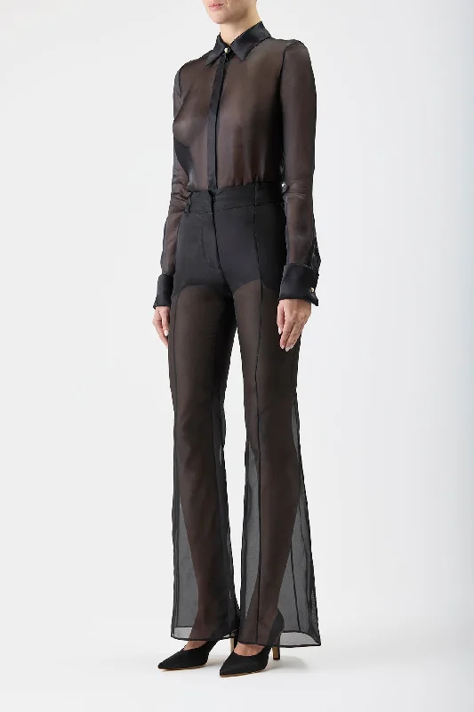 Rhein Sheer Pant in Black Silk Organza