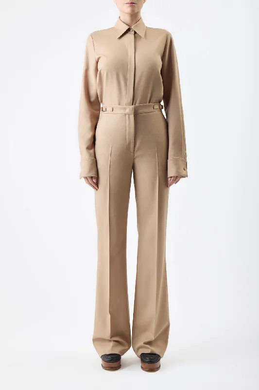 Vesta Pant in Camel Virgin Wool Twill