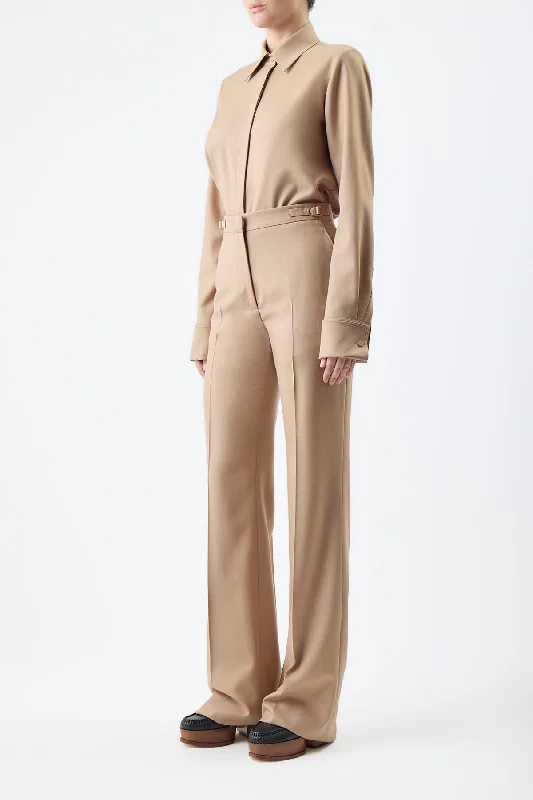 Vesta Pant in Camel Virgin Wool Twill