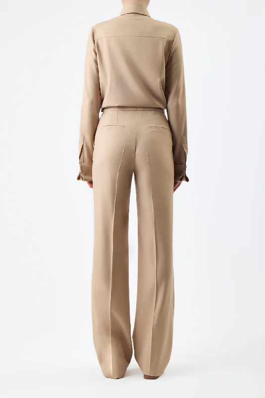 Vesta Pant in Camel Virgin Wool Twill