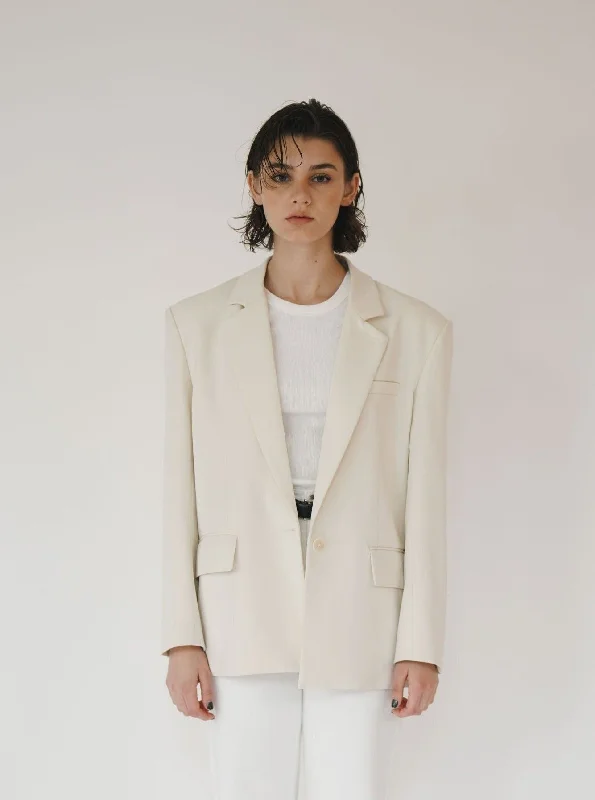 Off White Wide-Shoulder Blazer (Final Sale)